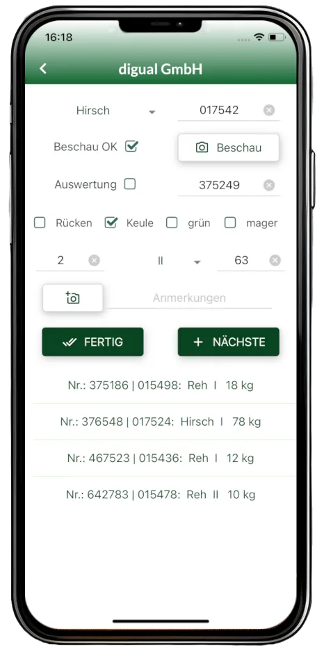 ideer-App: Erfassung einer Abholung